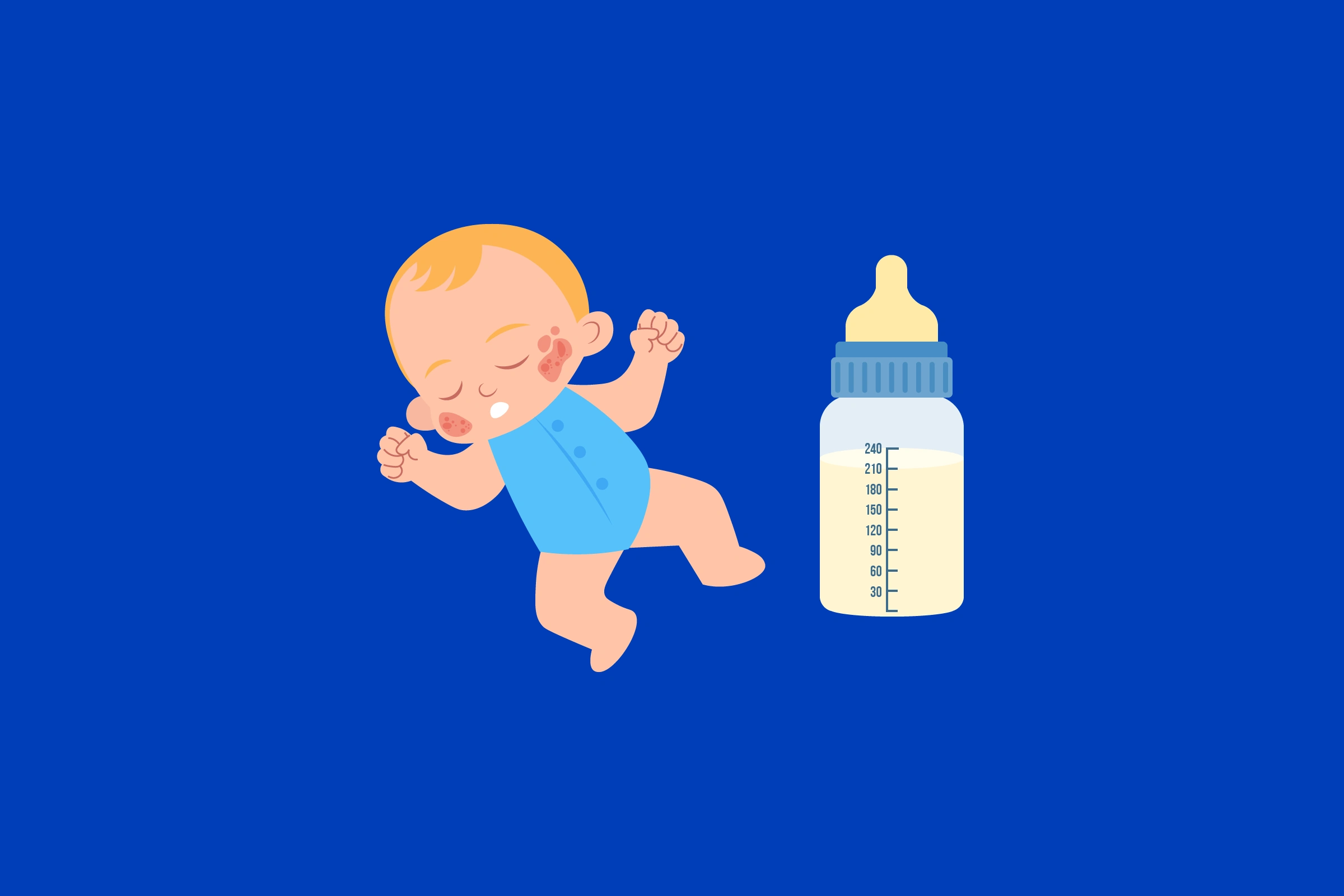 молоко в пляшечці та немовля